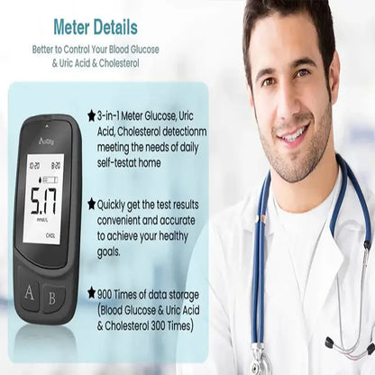 3-in-1 Blood Glucose, Uric Acid & Cholesterol Meter