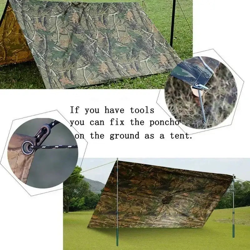 3 in 1 Rain Poncho / Waterproof Tent / Picnic Mat