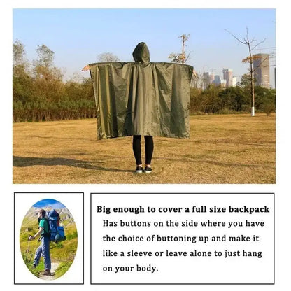3 in 1 Rain Poncho / Waterproof Tent / Picnic Mat