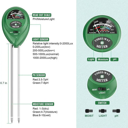 Soil Meter (Moisture, Light, PH)