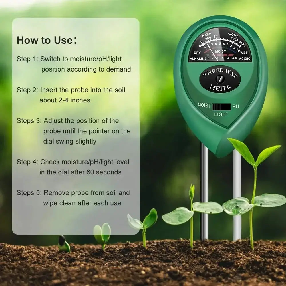 Soil Meter (Moisture, Light, PH)