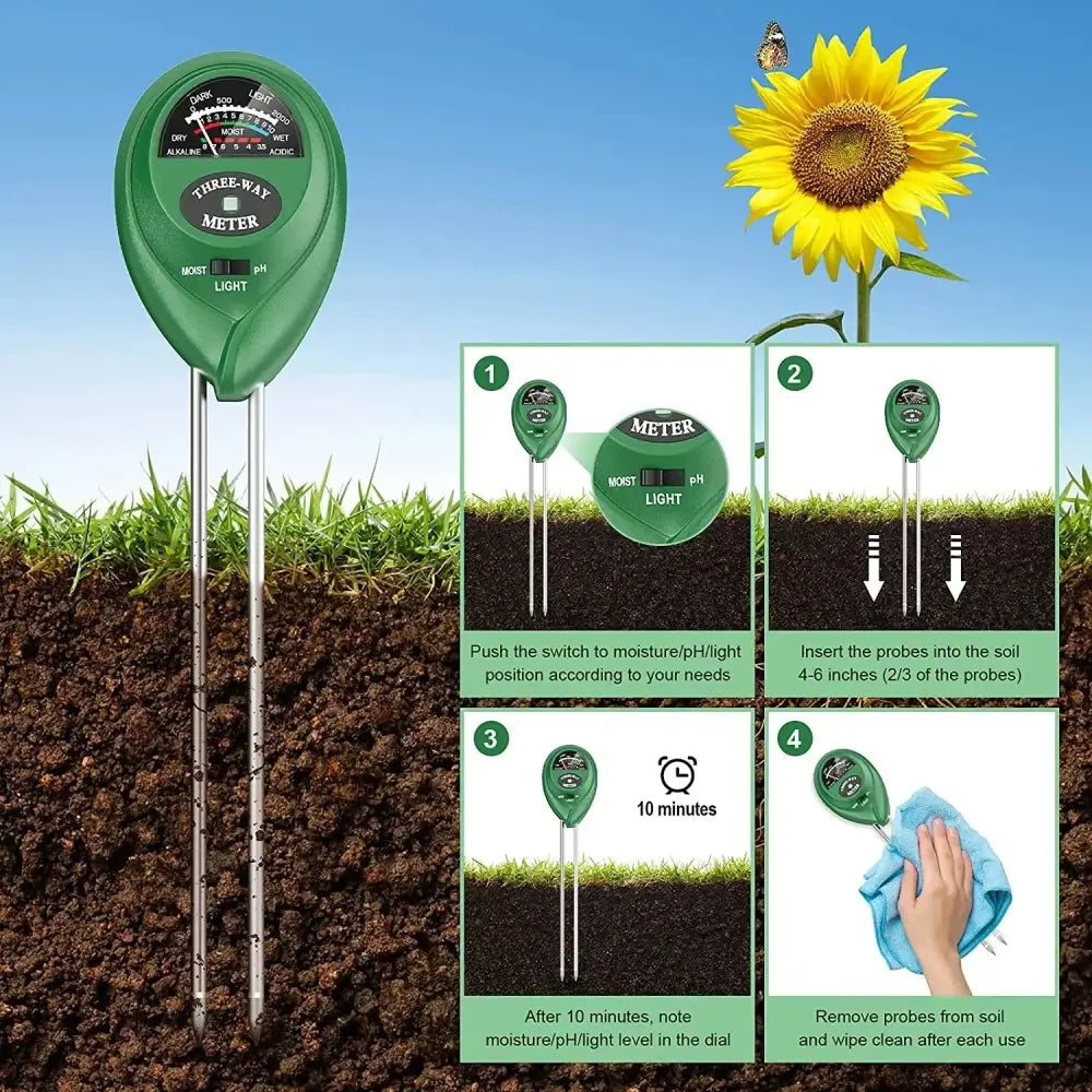 Soil Meter (Moisture, Light, PH)