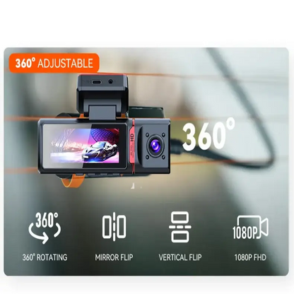 3-Lens Car Camera – Front/Inside/Rear 4K DVR (different models available)
