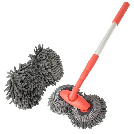 3-Section Telescopic Car Wash Mop with Double Brush Head