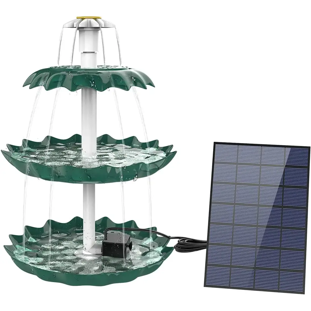 3-Tier Bird Bath with Detachable DIY Solar Fountain with 25W Pump