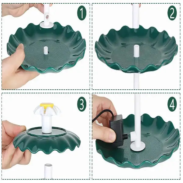 3-Tier Bird Bath with Detachable DIY Solar Fountain with 25W Pump