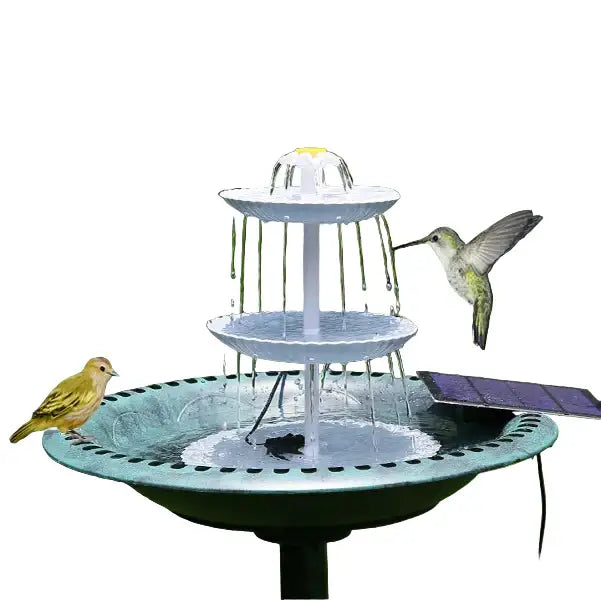 3-Tier Bird Bath with Detachable DIY Solar Fountain with 25W Pump