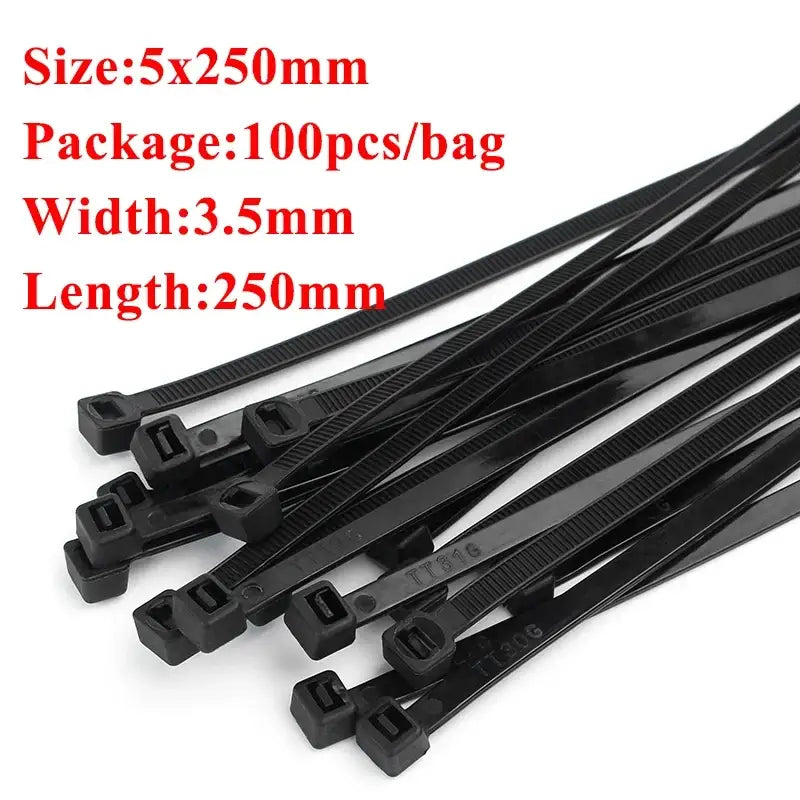 300PCS Releasable Nylon Cable Ties 3x100/3x150/4x200mm Reusable Loop Wrap