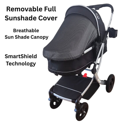 Starla Silver with Pink Colour Pack – 2-in-1 Bassinet to Seat Stroller + Food Tray