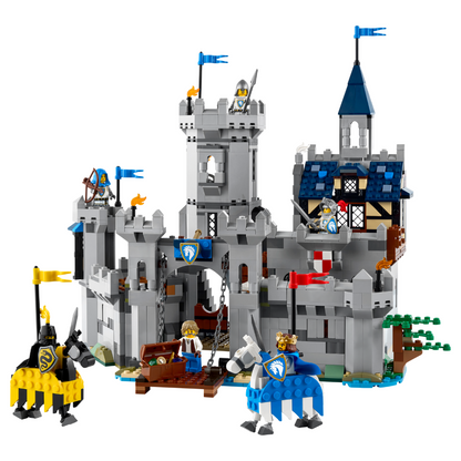 LEGO Creator: 3-in-1 Medieval Horse Knight Castle set with knights and horses on a white background