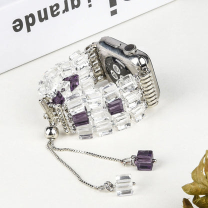 Large Square Crystal Stretch Apple Watch Band