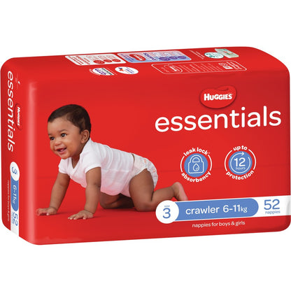 Huggies Essentials Nappies Size 3 (6 - 11kg) 52 Pack