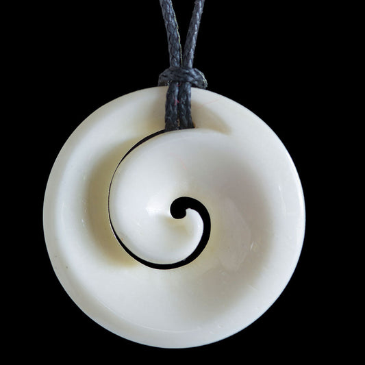 Small Hei Koru, hand crafted bone pendant