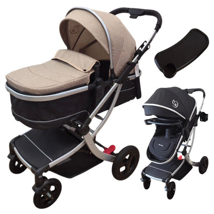 Starla Silver with Beige Colour Pack – 2-in-1 Bassinet to Seat Stroller + Food Tray