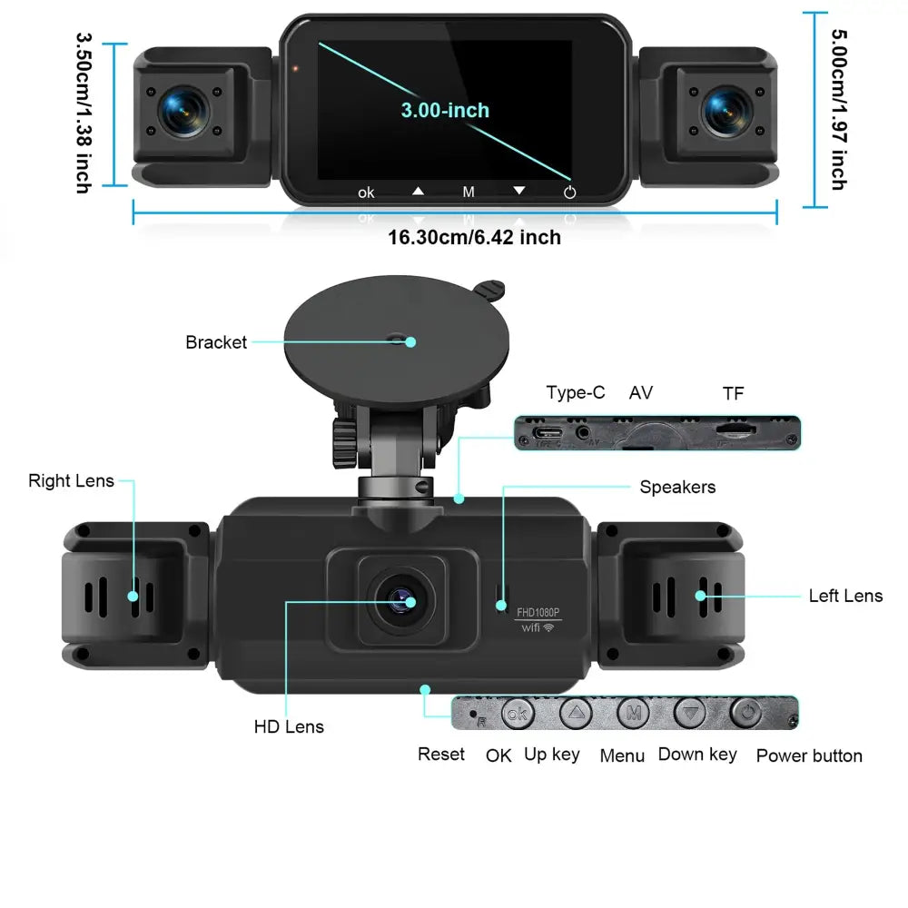 360° Dash Cam with WiFi & 24H Parking Mode (available in different storage capacity)