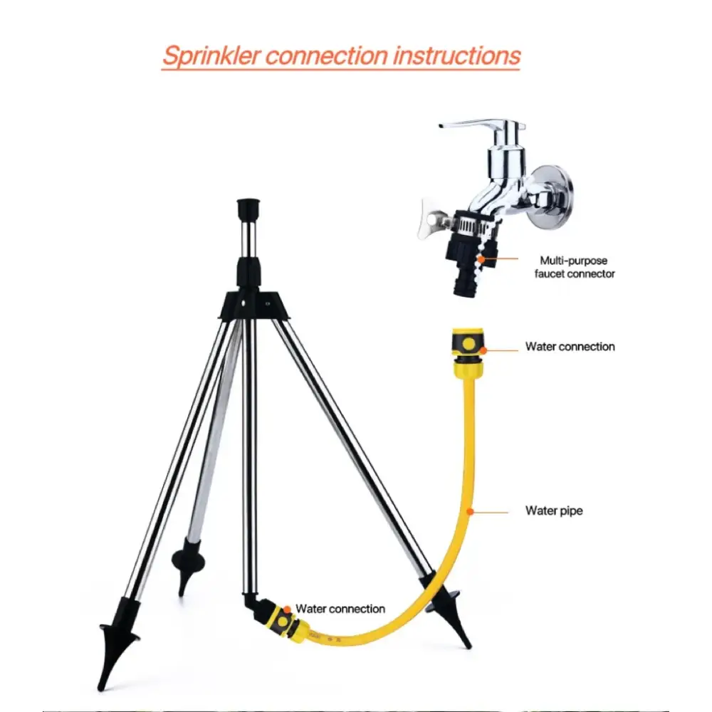 360° Rotating Garden Sprinkler with Tripod Irrigation Stand