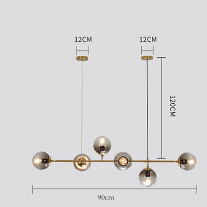 Modern Hanging Lamp Ceiling Light Roung Grey Glass Lampshade