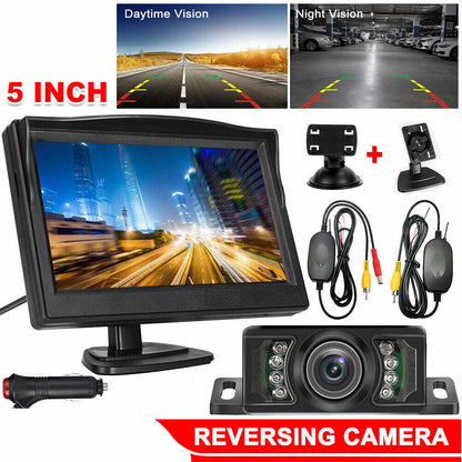 Wireless 5" Monitor Reverse Camera Rear View Parking