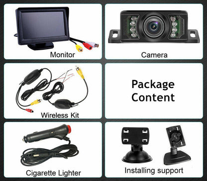Wireless 5" Monitor Reverse Camera Rear View Parking