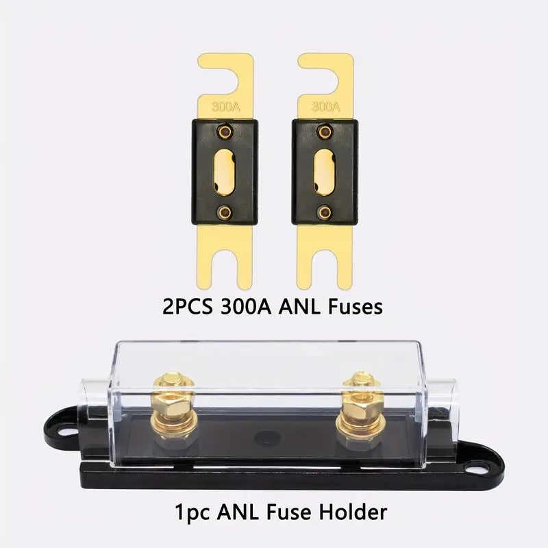 ANL Fuse Holder Kit with 2Pcs Fuses black 300A