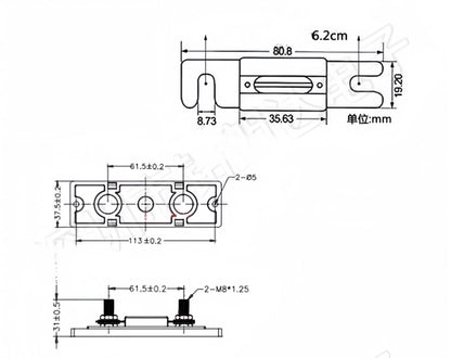 ANL Fuse Holder Kit with 2Pcs Fuses black 250A