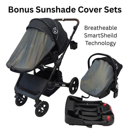Versa 3-in-1 Travel System – Open Bassinet Stroller + Capsule Car Seat with Sunshade Sets