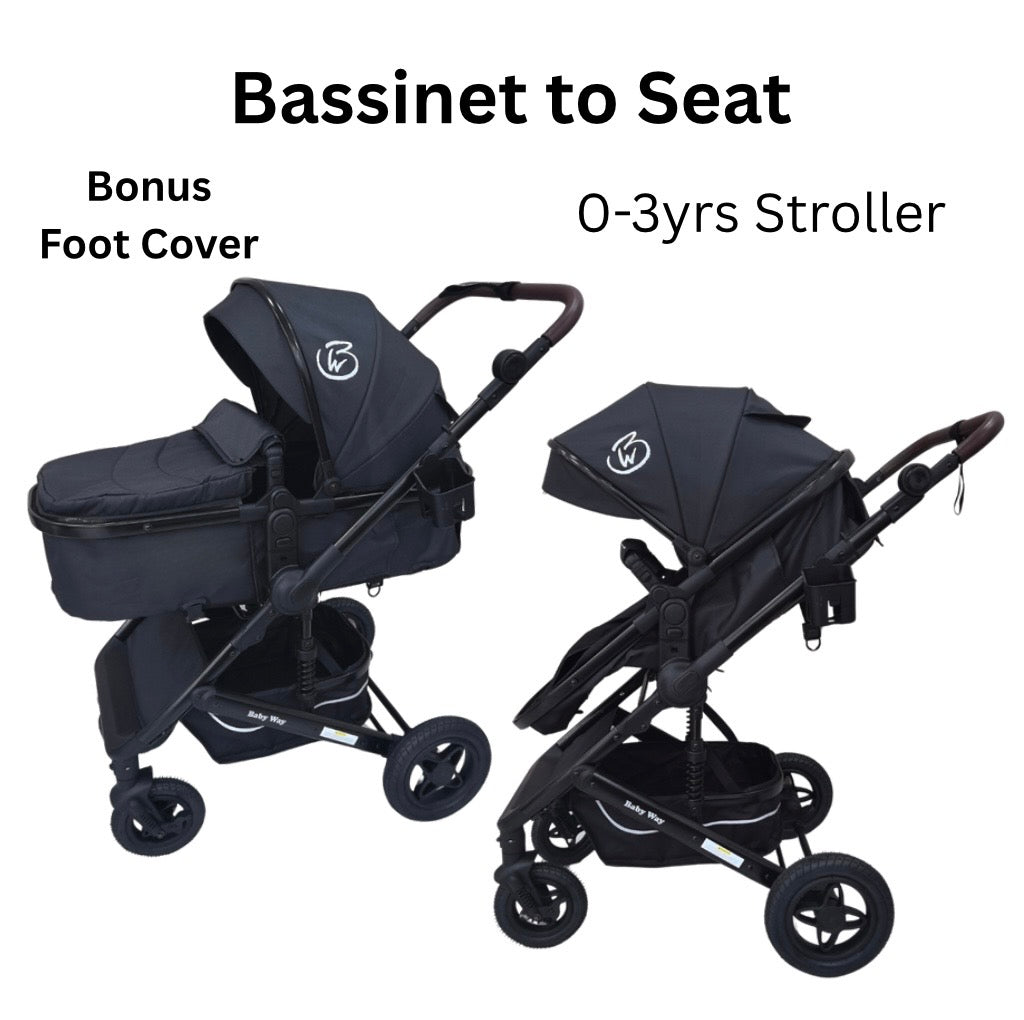 Preorder - Evolve - 3 in 1 Stroller + Bassinet + i-Size Capsule Car Seat Travel System with Mattress, Food Tray + Pink Skin