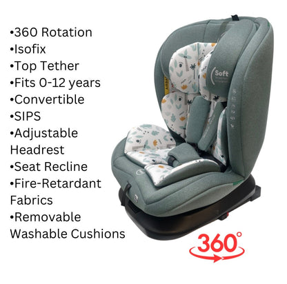 All-Rider Eden i-Size 360 Rotating and Convertible Car Seat with ISOFIX and Top Tether