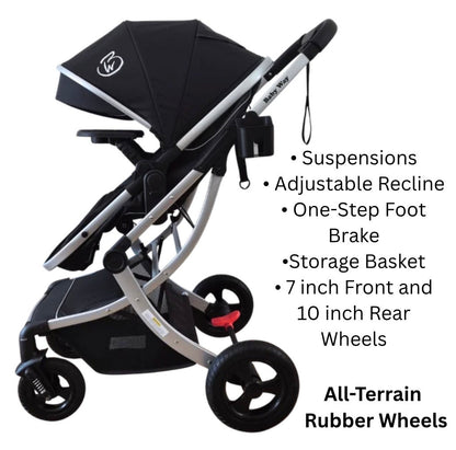Starla Silver with Pink Colour Pack – 2-in-1 Bassinet to Seat Stroller + Food Tray