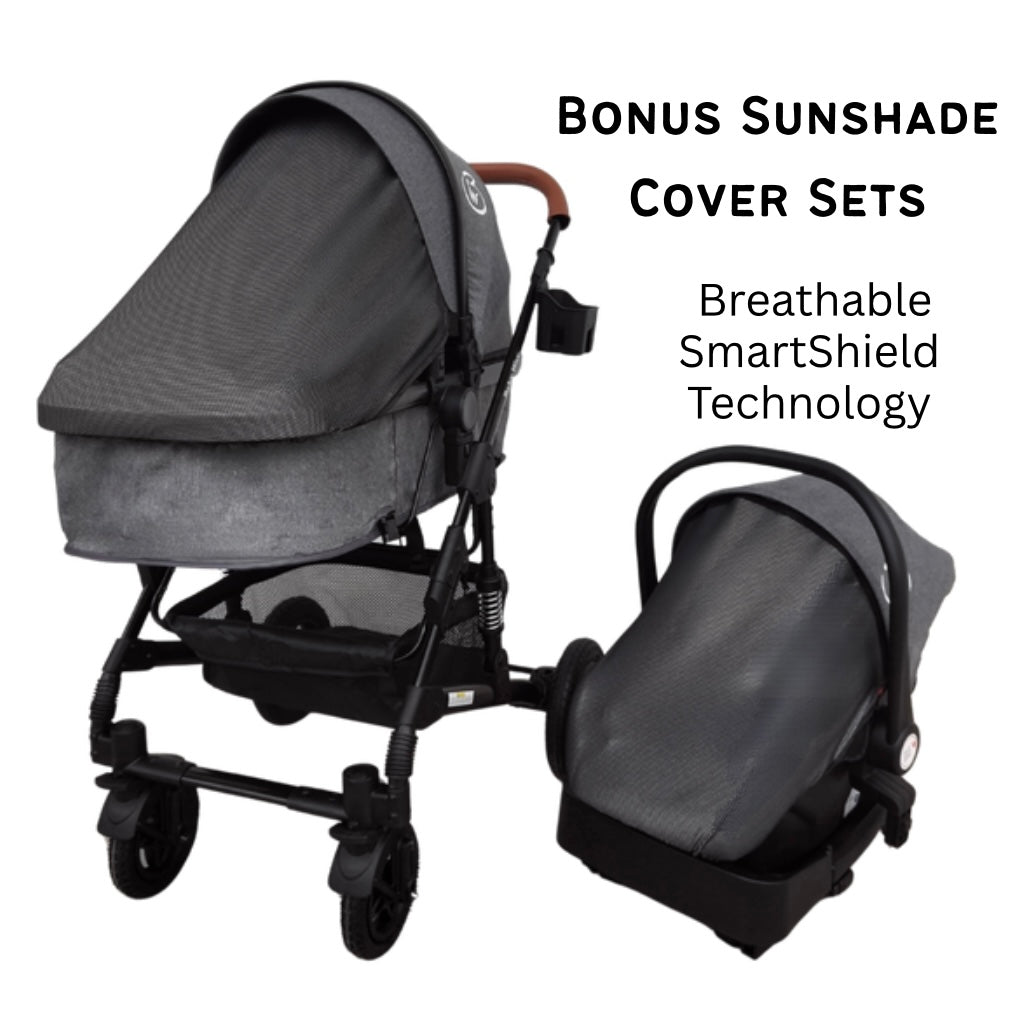 Preorder - Rover Pro - 3 in 1 Stroller, Bassinet, Capsule Combo with Sunshade Sets and Foodtray - GREY