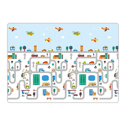 200x180x1 cm Foldable Baby Playmat with Carry Bag - City Road & Ship Double Sides-C