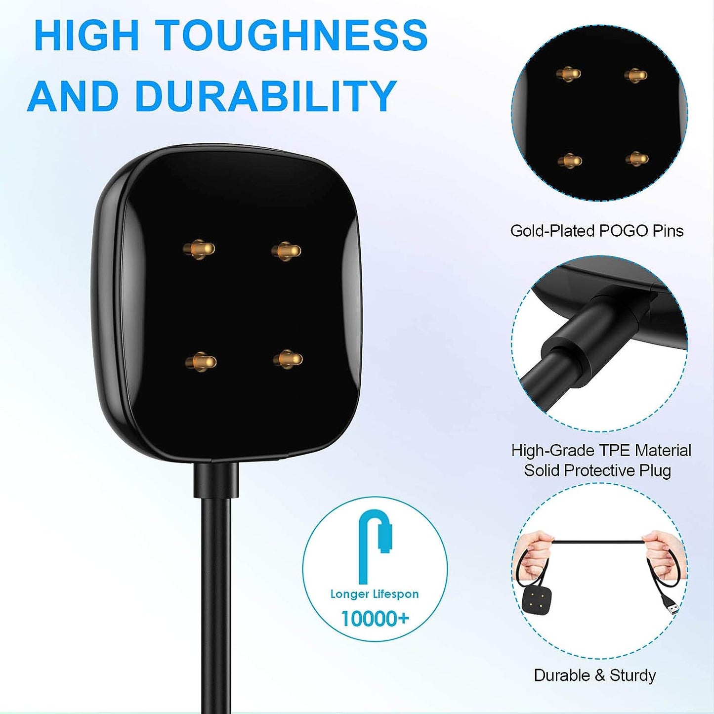 Fitbit Versa 3 / Versa 4 / Sense / Sense 2 Charger Cable 100cm