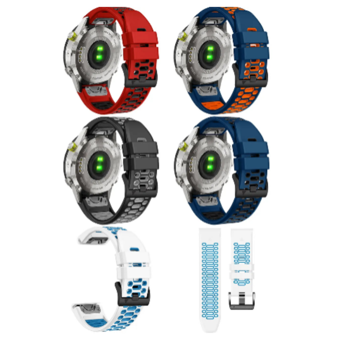 Quickfit Silicone Watch Band for a Range of Garmin Watches (22mm) (See list of models in the description)