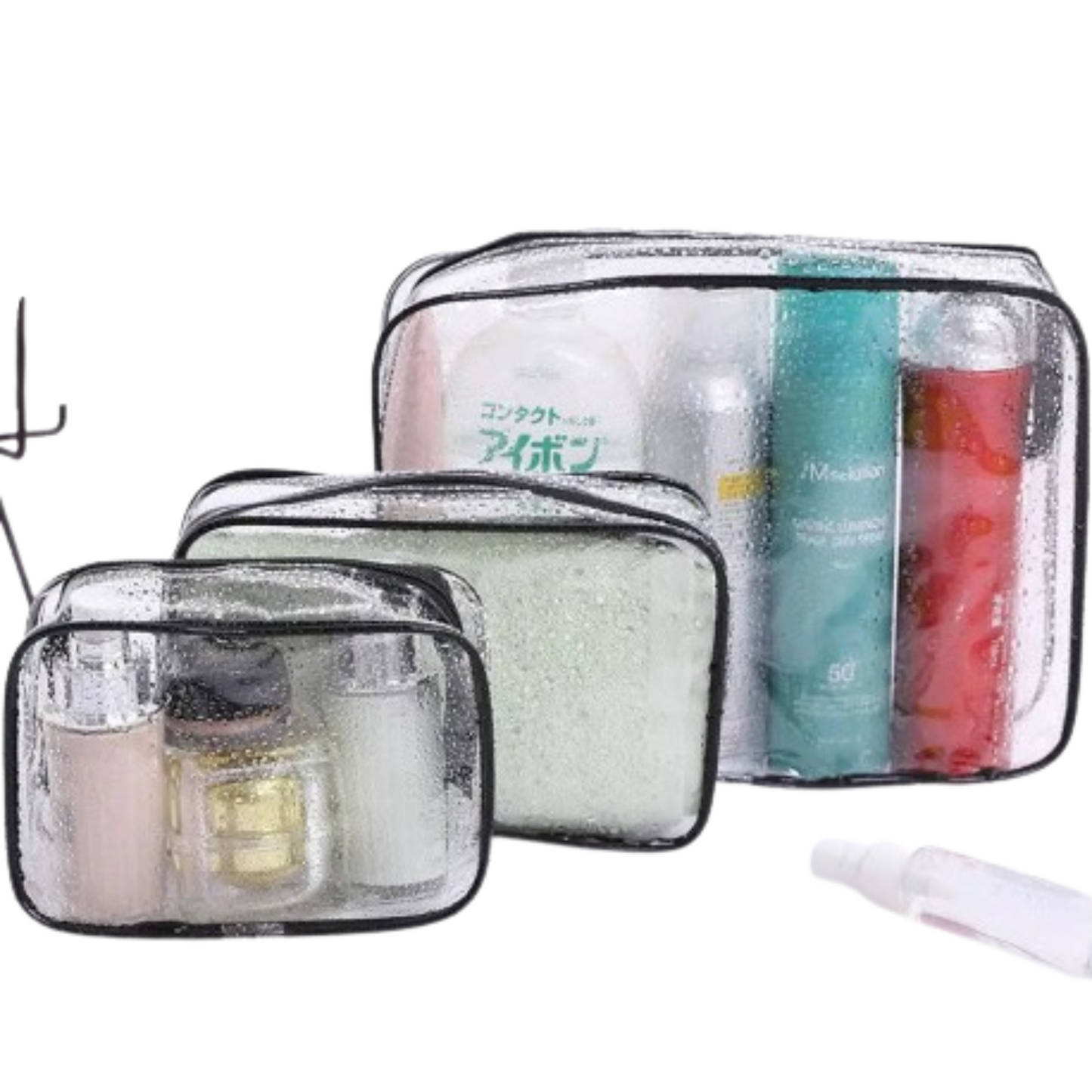Waterproof Transparent Cosmetic Bag with Zip (3 sizes available)