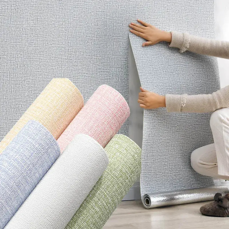 3D Linen Waterproof Self-Adhesive Wall Paper (5 colours available)