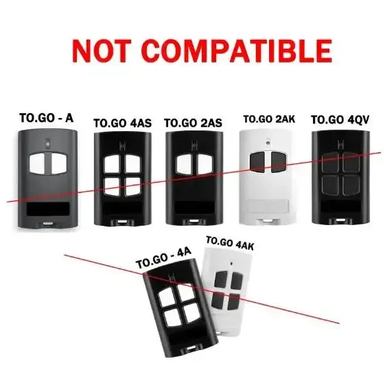 433MHz Garage Door Remotes for Beninca TO.GO 2VA/4VA/2WV/4WV, Rolling Code
