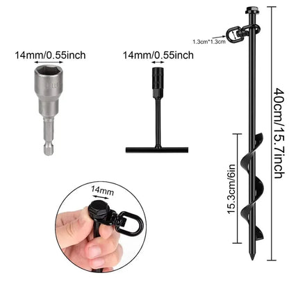 Screw-In Ground Anchors with Swing Adapter & Cross Handle (Pack of 4)
