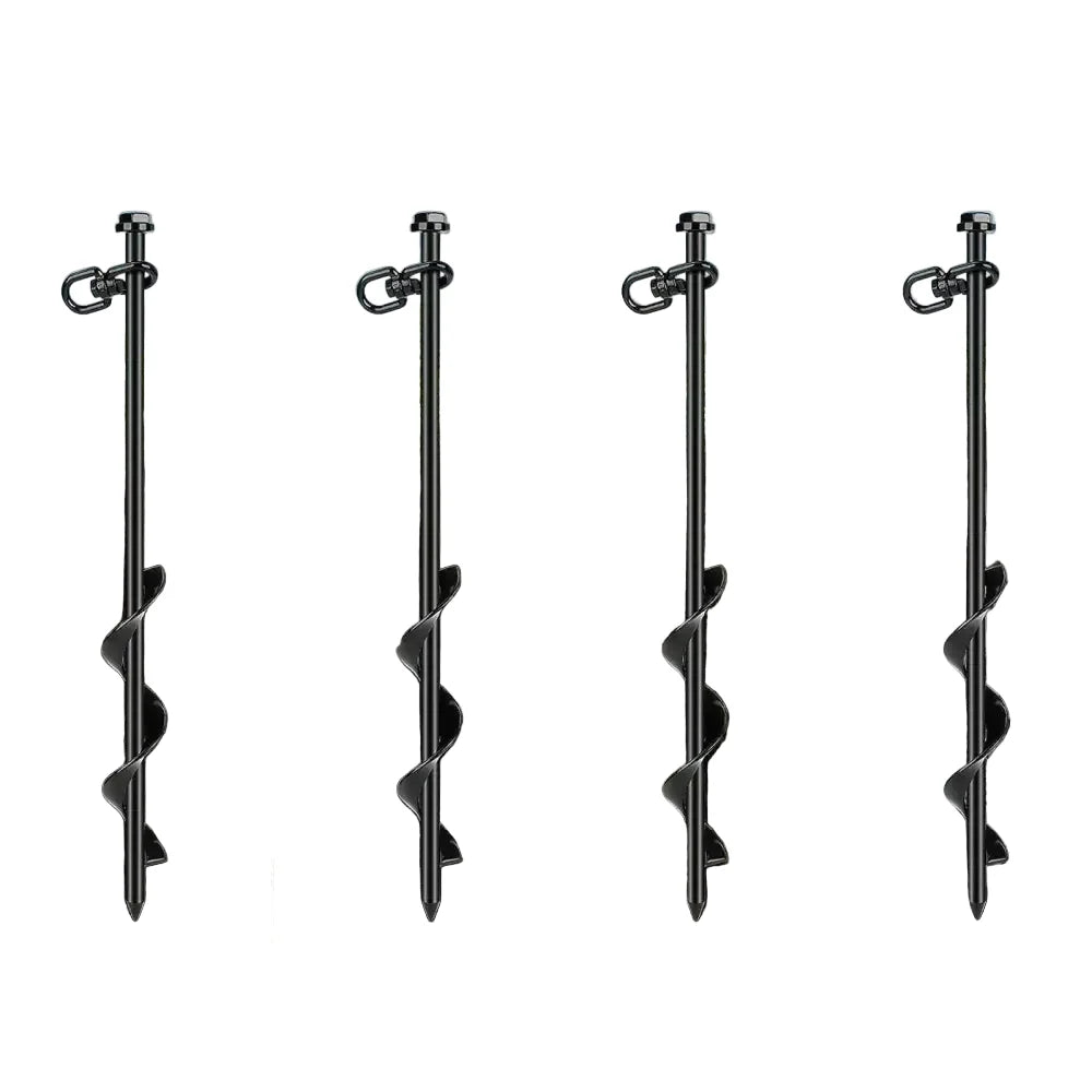 Screw-In Ground Anchors with Swing Adapter & Cross Handle (Pack of 4)
