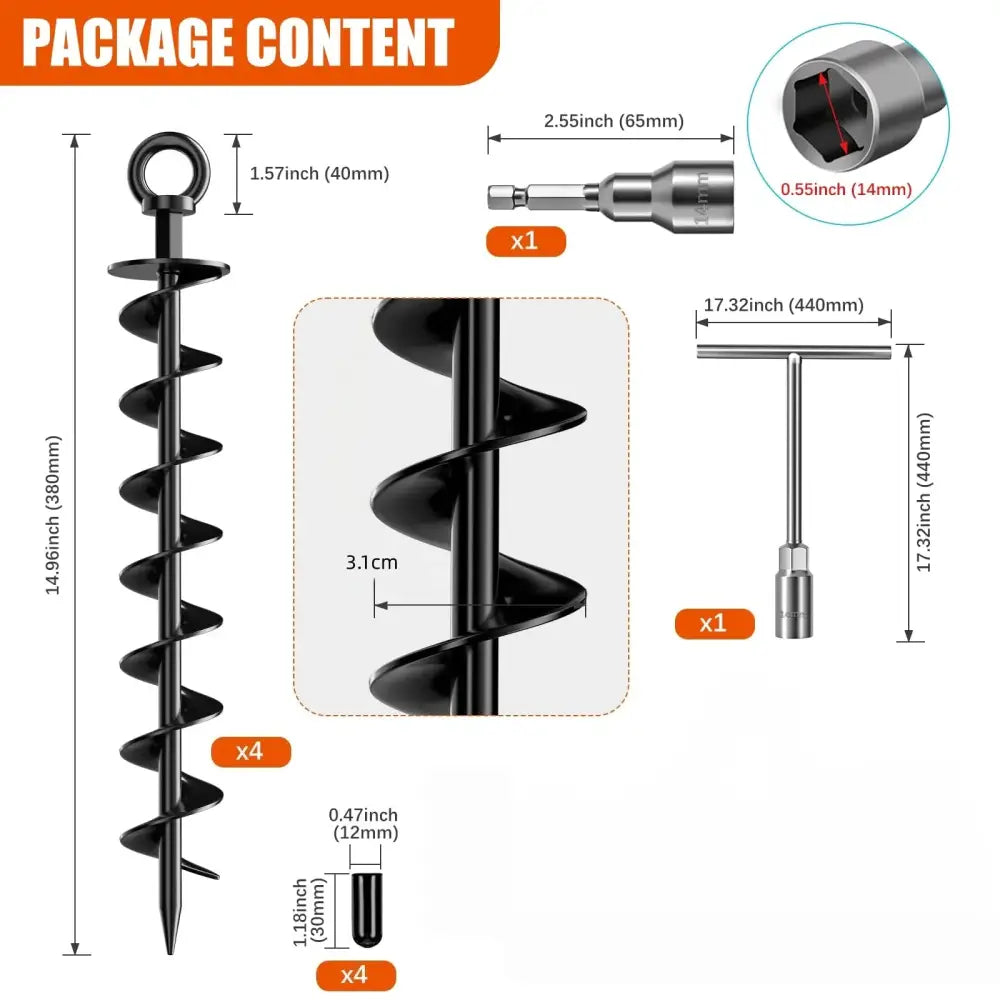 Heavy-Duty Spiral Ground Anchors (pack of 4)