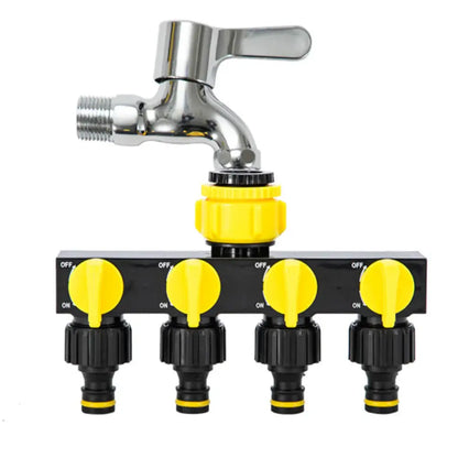 4-Way Garden Water Splitter with European Standard Threads