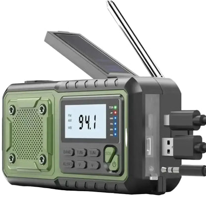 4000mAh Emergency Solar Radio with Hand Crank, Flashlight & Phone Charger