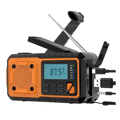 4000mAh Emergency Solar Radio with Hand Crank, Flashlight & Phone Charger