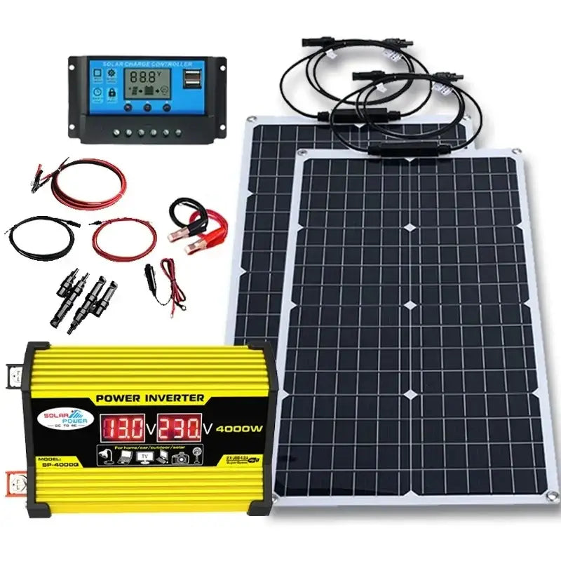 4000W Solar Panel & Inverter Kit 12V–220V