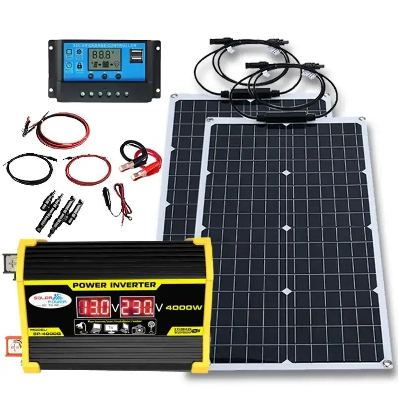 4000W Solar Panel & Inverter Kit 12V–220V