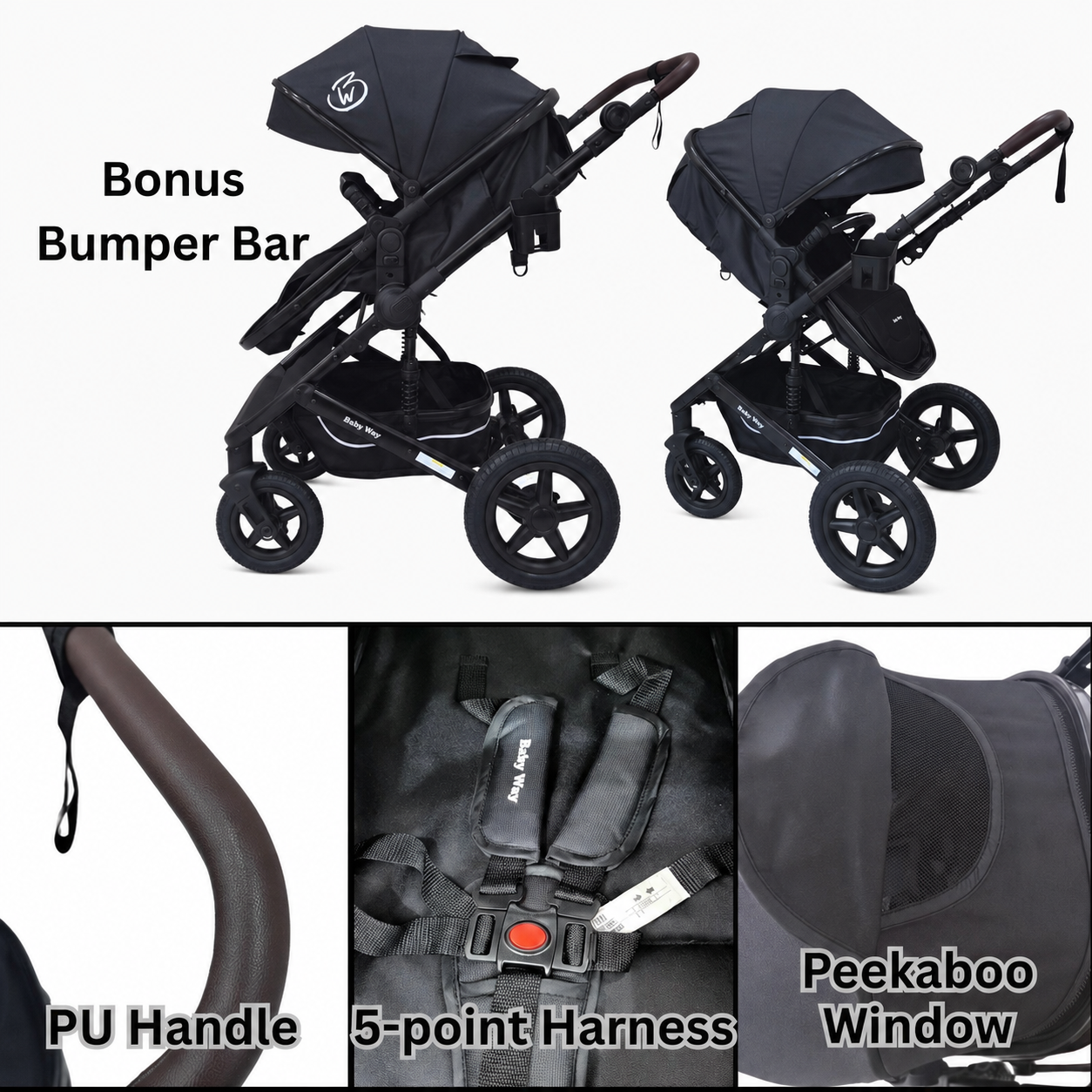 Preorder - Supra Black Bundle - 4in1 Stroller Buggy + Bassinet + Capsule with ISOFIX Base Combo with i-Size Royal 360 Rotating Convertible Car Seat