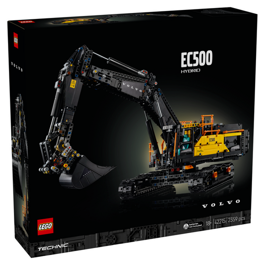 LEGO Technic: Volvo EC500 Hybrid Excavator set packaging on a black background