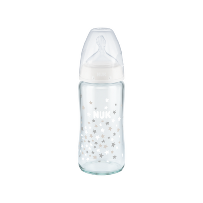 NUK First Choice Plus Glass Baby Bottle with Temperature Control - 240ml