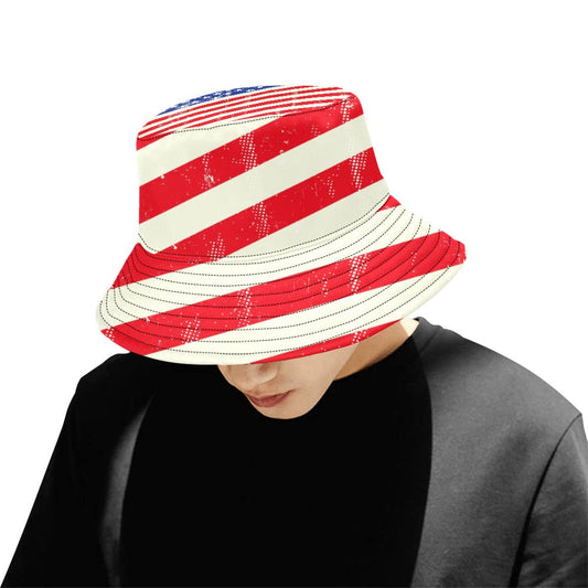 Men's American Flag Bucket Hat - Chino Cotton Twill, Patriotic Summer Accessory