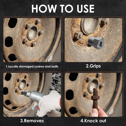 5 Piece Heavy Duty Bolt Extractor Set, Drive Impact Lug Nut Removal Tool