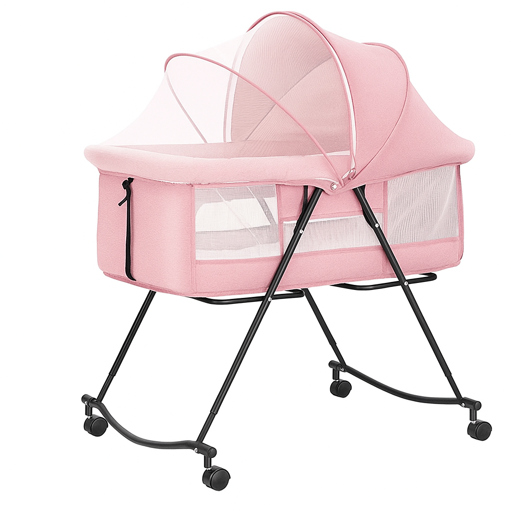 Preorder - Luna Portable Compact Folding Baby Bassinet with Canopy and Locking Wheels